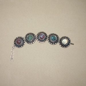 Bracelet Women's Multicolor 5 Polished Stone Link